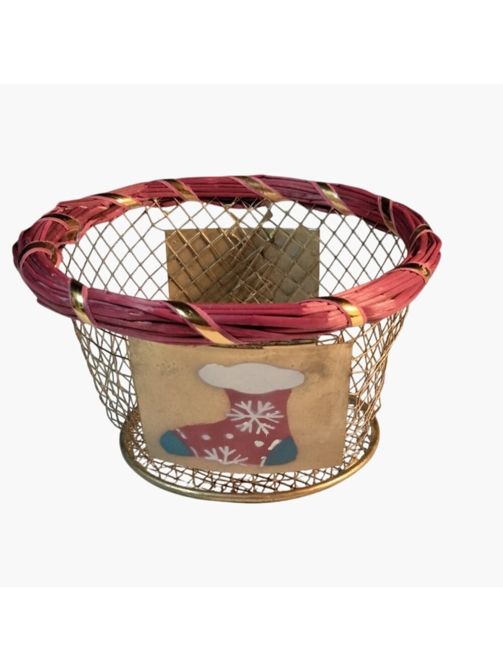 Christmas Basket Decorative Metal Wire Festive Holiday Stocking